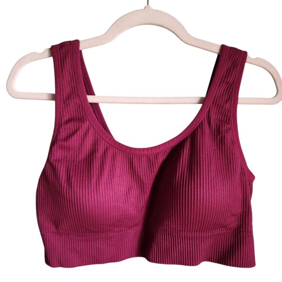Torrid Sports Bra 2 2XL XXL Red Maroon Pullover Wireless Ribbed Bralette - Picture 1 of 6